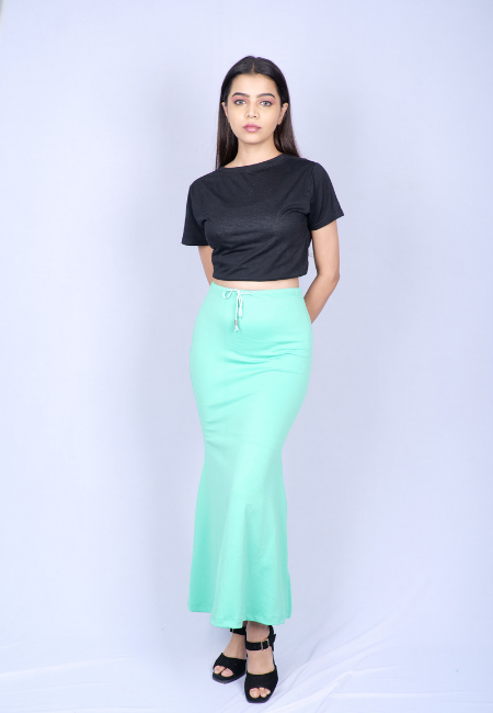 Buy Shayonam Women Sea Green Lycra Solid Saree Shapewear (XXL